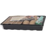 Melegágy, Strend Pro Garden, fekete, 37,5 x 23 x 6 cm, átlátszó fedél, 68 db-os készlet, csíráztatáshoz és előneveléshez, mini