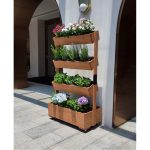 Fa virágláda, Strend Pro, 85 x 45 x 147 cm, 4 szintes, kerekekkel