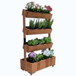 Fa virágláda, Strend Pro, 85 x 45 x 147 cm, 4 szintes, kerekekkel