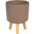 Műanyag virágcserép, Strend Pro Garden, kávépor, átmérő: 24,5 cm, magasság: 31 cm, fa lábakkal, kerek
