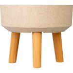 Műanyag virágcserép, Strend Pro Garden, bambuszszál, átmérő: 24,5 cm, magasság: 31 cm, fa lábakkal, kerek