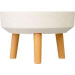 Műanyag virágcserép, Strend Pro Garden, fehér, átmérő: 30 cm, magasság: 37 cm, fa lábakkal, 15,5 l, kerek