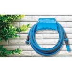 Kerti locsolótömlő, Aquacraft 870102, kék/szürke, 1/2", 20 m, 35 bar, 2 funkciós fúvókával, fali tartóval, PVC belső cső, textilborítás