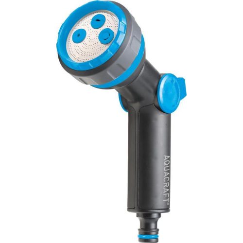 Kerti locsolópisztoly, Aquacraft 770331, fekete/kék, 4 funkciós, állítható vízáram, műanyag