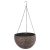 Függő virágcserép, Strend Pro Garden Modern, arany, átmérő: 26 cm, magasság: 16 cm, lánccal és akasztóval, rattan hatású, kerek