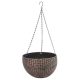 Függő virágcserép, Strend Pro Garden Modern, arany, átmérő: 26 cm, magasság: 16 cm, lánccal és akasztóval, rattan hatású, kerek