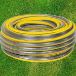 Kerti locsolótömlő, Strend Pro Garden Anti-torsion Plus, sárga/szürke, 1/2", 10 m, 30 bar, többrétegű PVC, UV-álló, csavarodásmentes