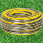 Kerti locsolótömlő, Strend Pro Garden Anti-torsion Plus, sárga/szürke, 1/2", 25 m, 30 bar, többrétegű PVC, UV-álló, csavarodásmentes