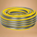Kerti locsolótömlő, Strend Pro Garden Anti-torsion Plus, sárga/szürke, 1/2", 25 m, 30 bar, többrétegű PVC, UV-álló, csavarodásmentes