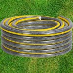 Kerti locsolótömlő, Strend Pro Garden Anti-torsion Plus, szürke/sárga, 3/4", 25 m, 25 bar, többrétegű PVC, UV-álló, csavarodásmentes
