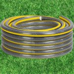 Kerti locsolótömlő, Strend Pro Garden Anti-torsion Plus, szürke/sárga, 3/4", 50 m, 25 bar, többrétegű PVC, UV-álló, csavarodásmentes