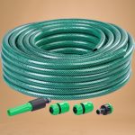 Kerti locsolótömlő, Strend Pro Garden Economic, zöld, 1/2”, 10 m, 12 bar, 1 adapter, 2 gyorscsatlakozó, 1 fúvóka, algaálló belső fal, háromrétegű PVC, -5°C és +50°C között hőálló