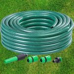 Kerti locsolótömlő, Strend Pro Garden Economic, zöld, 1/2”, 15 m, 12 bar, 1 adapter, 2 gyorscsatlakozó, 1 fúvóka, algaálló belső fal, háromrétegű PVC, -5°C és +50°C között hőálló