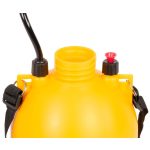 Vállra akasztható permetező, Strend Pro Kingjet Q, 5 liter, sárga, állítható fúvókával, folyadékszivárgás elleni védelemmel, kényelmes vállpánttal