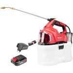 Akkumulátoros permetező, Worcraft CBS-S20Li-8L ShareSYS, 8 l, piros-fekete-fehér, 20 V, 2 Ah Li-Ion, kézi, sárgaréz fúvóka, akkumulátorral és töltővel