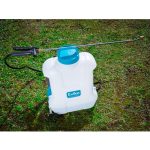 Akkumulátoros permetező, Evika DJ100, 10 liter, fehér, 10,8V, 2,5 Ah Li-Ion, 2,5 bar, teleszkópos szórókarral, háti hevederes