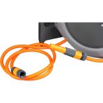 Fali tömlődob, Strend Pro Premium, szürke/narancssárga, tömlővel, 1/2", 35 + 2 m, 24 bar, automata feltekerő, szórópisztollyal, csatlakozókkal, forgatható konzol, -5°C és +45°C között hőálló