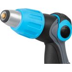 Kerti locsolópisztoly, Aquacraft 750370, fekete/kék, sárgaréz fúvóka, állítható vízáram, fémházas