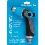 Kerti locsolópisztoly, Aquacraft 750370, fekete/kék, sárgaréz fúvóka, állítható vízáram, fémházas