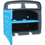 Fali tömlődob, Aquacraft 990272 Deluxe, kék/fekete, tömlő nélkül, maximum 30 m 1/2″ tömlőhöz, szekrénnyel, tartozéktárolóval, falra szerelhető