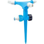 Kerti locsolófej, Aquacraft 260160, kék, forgó 360°, 3 karos, tüskés, körkörös öntözés, gyepbe szúrható rögzítéssel, maximum 100 m2 öntözési terület