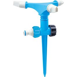   Kerti locsolófej, Aquacraft 260160, kék, forgó 360°, 3 karos, tüskés, körkörös öntözés, gyepbe szúrható rögzítéssel, maximum 100 m2 öntözési terület