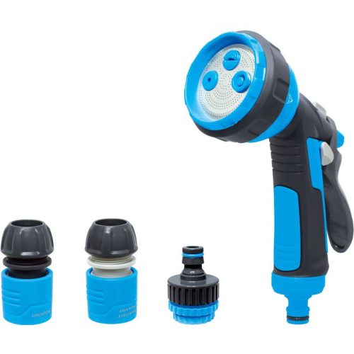 Kerti locsolópisztoly, Aquacraft 770531 Classic, kék/fekete, 4 funkciós, állítható vízáram, műanyag, csatlakozókkal
