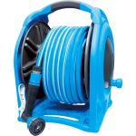 Fali tömlődob, Aquacraft 990076, kék, tömlővel, 1/2", 25 m, szórópisztollyal, csatlakozókkal
