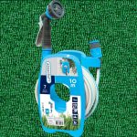 Fali tömlődob, Aquacraft 990490, kék, tömlővel, 3/8", 10 m, 7 funkciós szórópisztollyal, csatlakozókkal, műanyag