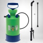 Vállra akasztható permetező, Dimartino GDM MARY 5, 5 liter, zöld, nyomásjelzős, teleszkópos nyelű, állítható fúvókás