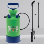 Vállra akasztható permetező, Dimartino GDM MARY 5, 5 liter, zöld, nyomásjelzős, teleszkópos nyelű, állítható fúvókás