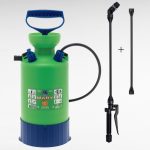 Vállra akasztható permetező, Dimartino GDM MARY 5, 5 liter, zöld, nyomásjelzős, teleszkópos nyelű, állítható fúvókás
