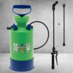 Vállra akasztható permetező, Dimartino GDM MARY 5, 5 liter, zöld, nyomásjelzős, teleszkópos nyelű, állítható fúvókás