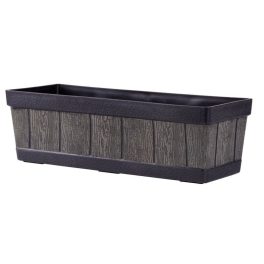   Műanyag virágláda, Strend Pro Garden Woodeff, barna, 47 x 15 cm, magasság: 17 cm, faerezetes mintázat, 9 l, fahatású