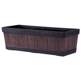   Műanyag virágláda, Strend Pro Garden Woodeff, sötétbarna, 47 x 15 cm, magasság: 17 cm, faerezetes mintázat, 9 l, fahatású