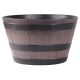 Műanyag virágcserép, Strend Pro Garden Woodeff, sötétbarna, átmérő: 39 cm, magasság: 23 cm, hordó formájú, 18,5 l, fahatású, kerek