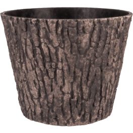   Műanyag virágcserép, Strend Pro Garden Woodeff, barna, átmérő: 37,5 cm, magasság: 30 cm, fatörzs formájú, fahatású, kerek