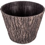 Műanyag virágcserép, Strend Pro Garden Woodeff, barna, átmérő: 37,5 cm, magasság: 30 cm, fatörzs formájú, fahatású, kerek