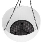 Függő virágcserép, Strend Pro Garden Modern, fehér, átmérő: 26 cm, magasság: 16 cm, lánccal és akasztóval, rattan hatású, kerek