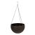 Függő virágcserép, Strend Pro Garden Modern, barna, átmérő: 26 cm, magasság: 16 cm, lánccal és akasztóval, rattan hatású, kerek