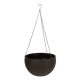 Függő virágcserép, Strend Pro Garden Modern, barna, átmérő: 26 cm, magasság: 16 cm, lánccal és akasztóval, rattan hatású, kerek