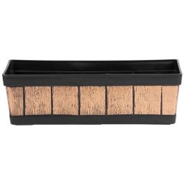   Műanyag virágláda, Strend Pro Garden Woodeff, arany, 47 x 15 cm, magasság: 17 cm, faerezetes mintázat, 9 l, fahatású