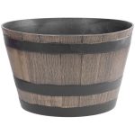 Műanyag virágcserép, Strend Pro Garden Woodeff, világosbarna, átmérő: 52 cm, magasság: 32 cm, hordó formájú, 45 l, fahatású, kerek