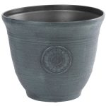 Műanyag virágcserép, Strend Pro Garden, zöld, átmérő: 30 cm, magasság: 25 cm, 10 l, fémhatású, kerek