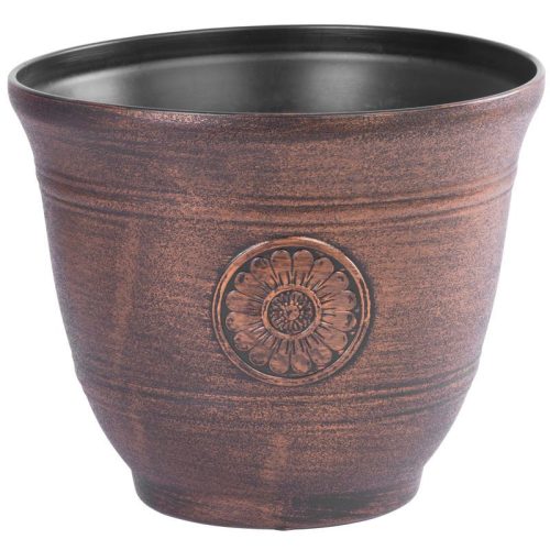 Műanyag virágcserép, Strend Pro Garden, réz, átmérő: 30 cm, magasság: 25 cm, 10 l, fémhatású, kerek