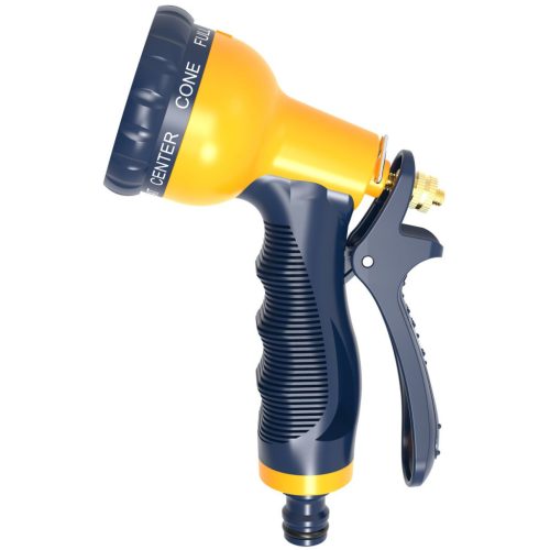 Kerti locsolópisztoly, Strend Pro Garden, kék/sárga, 7 funkciós, állítható vízáram, műanyag