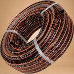 Kerti locsolótömlő, Strend Pro Garden Premium, fekete/narancssárga, 1", 25 m, 30 bar, algaálló belső fal, sérülésálló műanyag keverék, -5°C és +65°C között hőálló