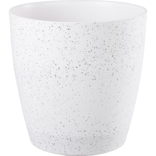 Műanyag virágcserép, Strend Pro Garden Stone, fehér, átmérő: 35 cm, magasság: 35 cm, pöttyökkel, betéttel, 24 l, kőhatású, kerek