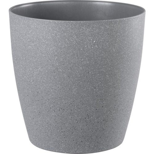 Műanyag virágcserép, Strend Pro Garden Stone, szürke, átmérő: 35 cm, magasság: 35 cm, pöttyökkel, betéttel, 24 l, kőhatású, kerek
