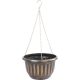 Függő virágcserép, Strend Pro Garden, arany/fekete, átmérő: 24,5 cm, magasság: 15 cm, lánccal és akasztóval, műanyag, antikolt, kerek